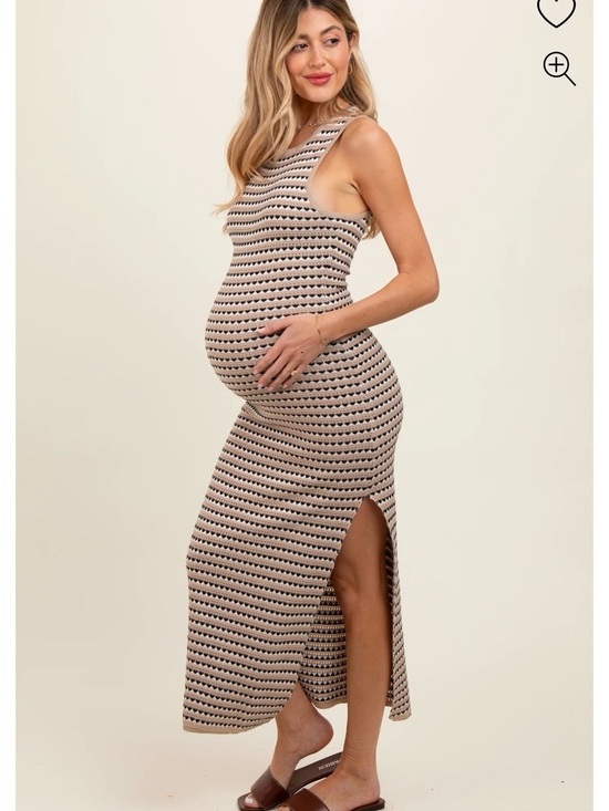 Pinkblush Dresses & Skirts - Pinkblush Beige & Black Striped Maternity Maxi Dress